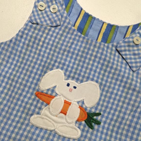 Dress Girls Size 12m Blue Reversible Sundress Bunny Rabbit Watermelon - Picture 2 of 7